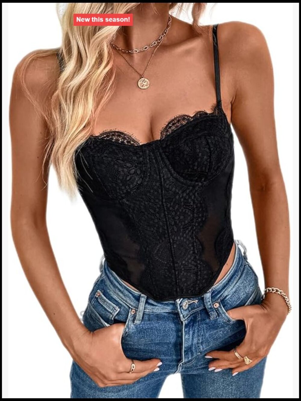 Lace Corset Crop Top Sleeveless V-Neck Halter Backless Trendy